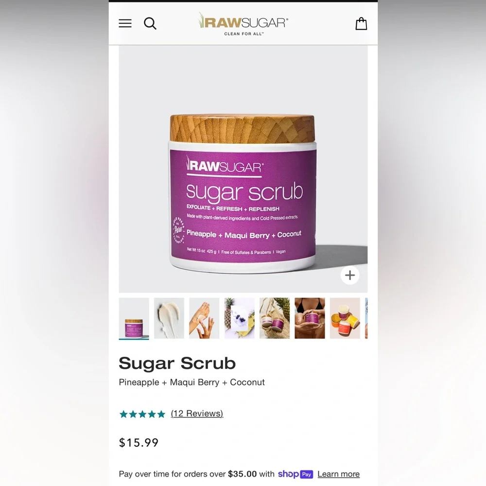 NEW Raw Sugar Pineapple & Maqui Berry & Coconut Sugar Scrub NWT